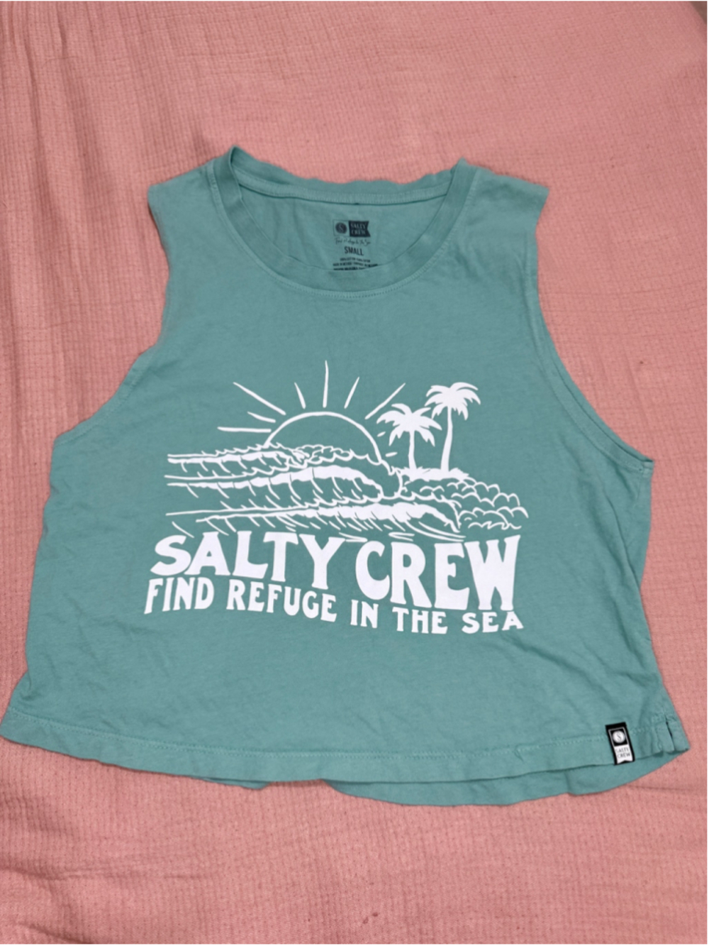 Women's Salty Crew Teal & White Graphic Tank Top S